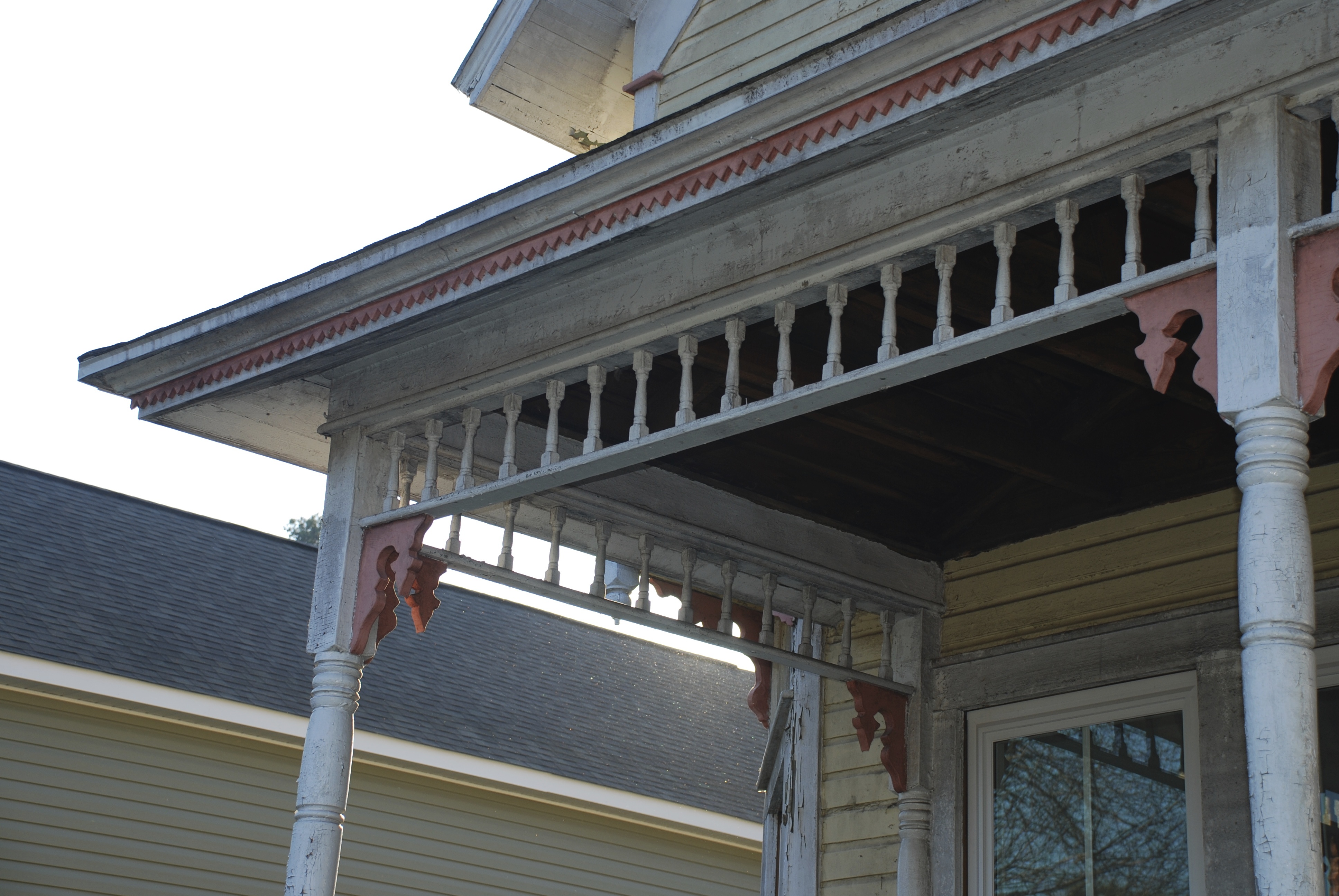 Grout exterior front porch columns before
