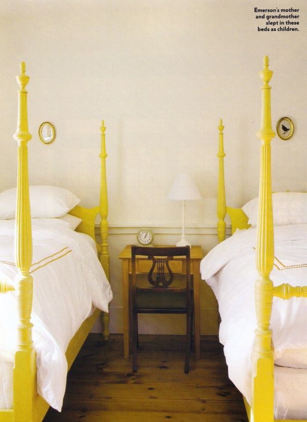 yellow twin beds