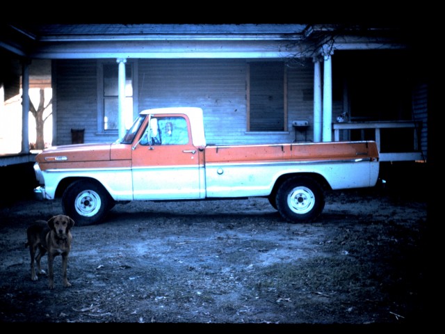 dad orange truck