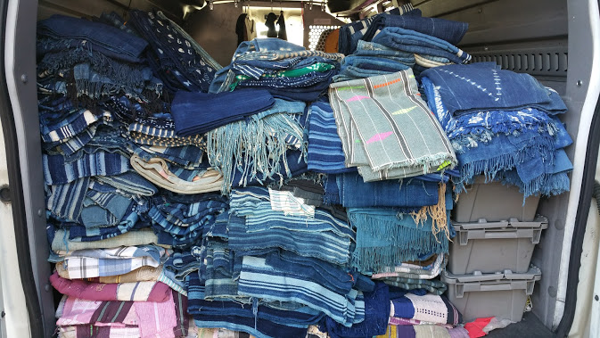 Stacks of african indigo mudcloth